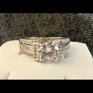 Diamondique Engagement ring in White Gold filled